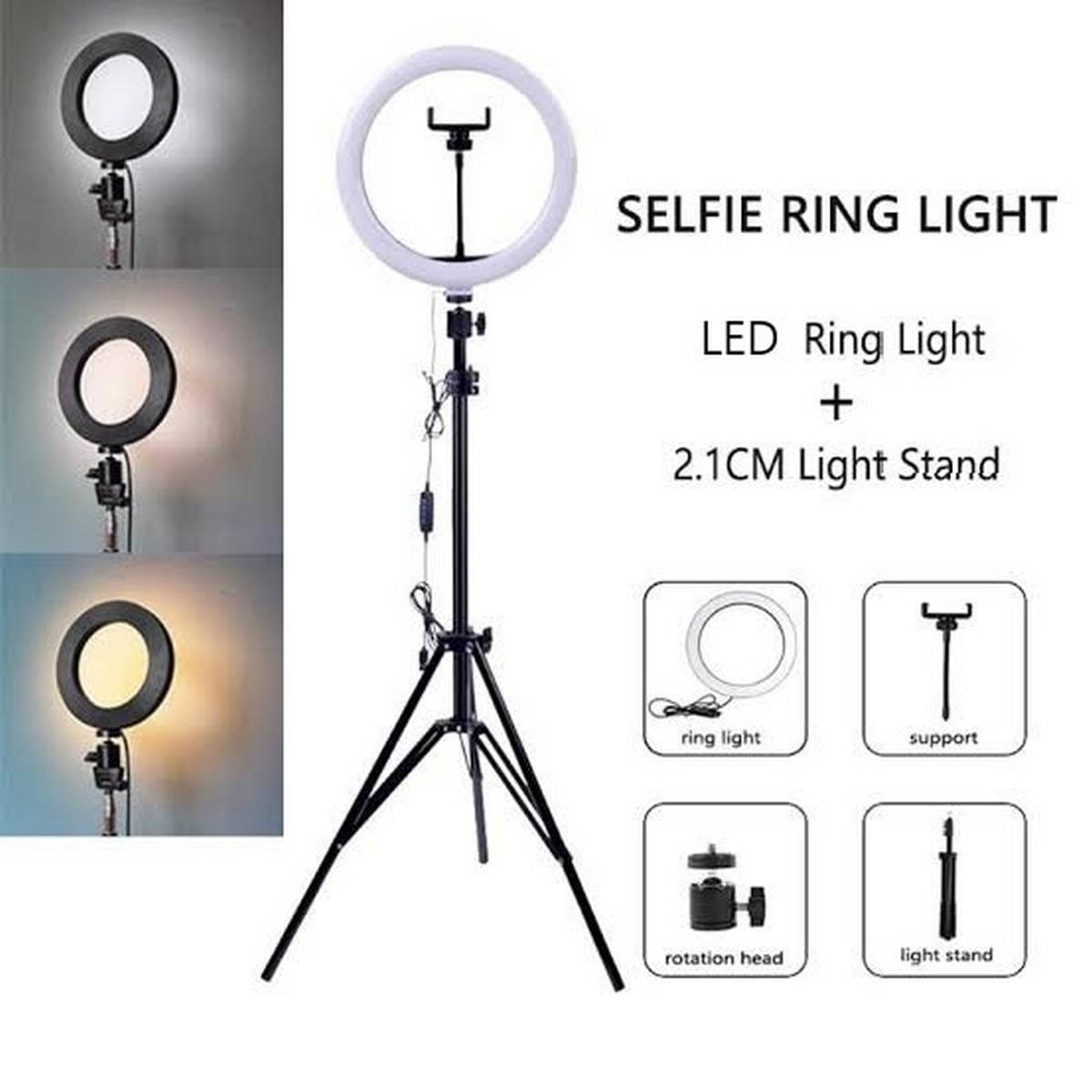 26cm Photographic Selfie Lighting Ring With 7ft Tripod Stand and Mobile Phone holder – Tiktok Ring light With Stand – Makeup light
