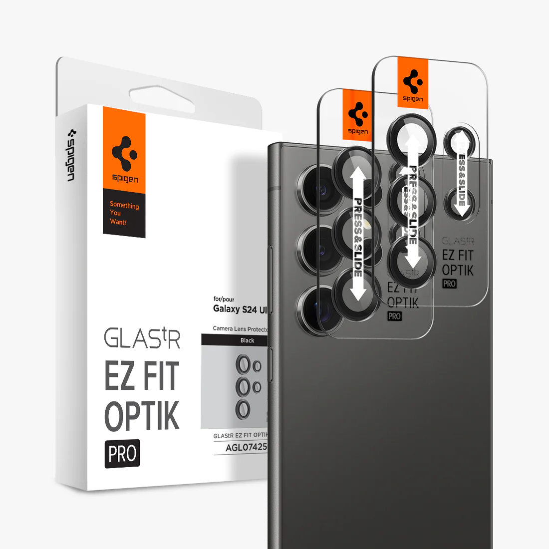 Galaxy S24 Ultra Optik Pro EZ Fit Camera Lens Protector By Spigen 2 pack Black